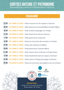 Programme 2024 sorties nature & patrimoine mars - juin